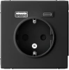 Розетка 16А с заземлением и шторками с 2 USB A+Type-C Systeme Electric ArtGallery, карбон  GAL001032