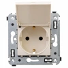 Розетка 220v с крышкой ванильная дымка DKC Avanti 4405013