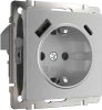 Розетка с заземлением, шторками и USB тип A+C серебряный рифленый Werkel  W1171709
