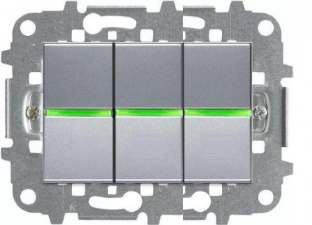Выключатель 3-клав. + подс. серебряный ABB Zenit 2CLA210100N1301x3|2CLA219100N1001x3|2CLA247390N1001