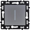 Выключатель 1-клавишный проходной 10А/250В с LED подсветкой, серый Kollinger Asthetik AS-008GY