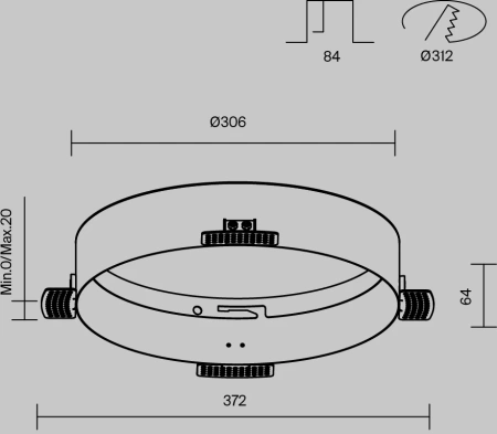 Основание для безрамочной установки светильника Zon в ГКЛ Maytoni Downlight DLA032-TRS36-W
