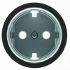 Розетка 220v c/з и шторками черное стекло ABB Sky Moon 2CLA818890A1001|2CLA868890A1501