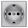 Розетка 220v c/з и шторками алюминий ABB Sky Niessen 2CLA818800A1001|2CLA858800A1301