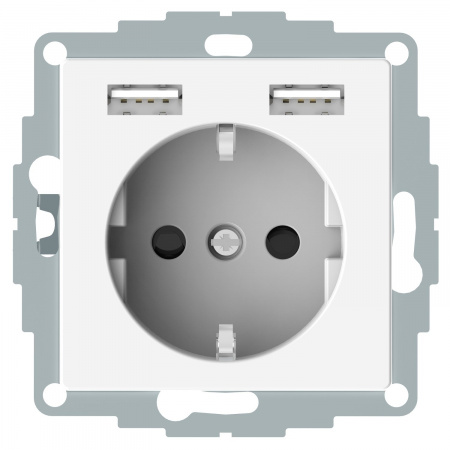 Розетка Schuko с 2 USB 2.4 A Schneider Electric Merten Systeme M, полярно-белый MTN2366-0319