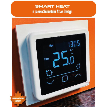 Программируемый терморегулятор с возможностью управления через смартфон IQ Watt SMART HEAT Wi-Fi BLACK 00411