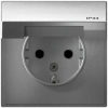 Розетка с заземлением со шторкой и крышкой, 16А, IP44 Systeme Electric ArtGallery, алюминий GAL440346