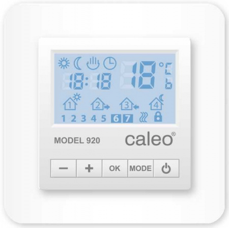Терморегулятор встраиваемый в рамку Caleo Model 920 white 3.5 кВт программируемый с кнопочным управлением (КА000001395)
