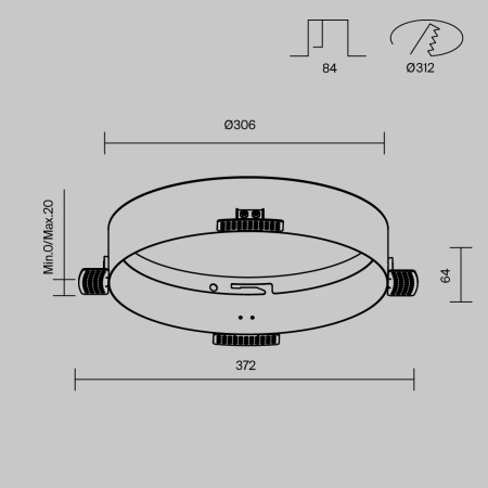 Основание для безрамочной установки светильника Zon в ГКЛ Maytoni Downlight DLA032-TRS36-W