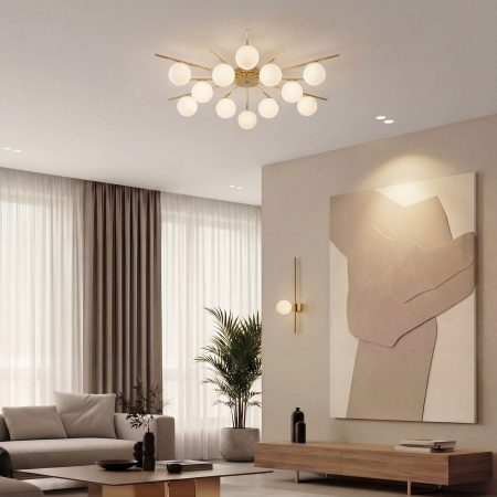Умный потолочный светильник со стеклянными плафонами под лампочку G9 Eurosvet 302001/12 латунь Smart