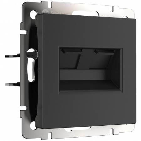 Розетка двойная Ethernet RJ-45 черный матовый Werkel Встраиваемые механизмы черные W1182208
