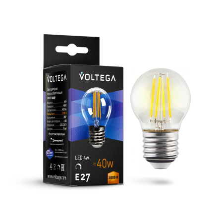 Лампа филаментная диммируемая Voltega Globe dim E27 5W 3000K 8466