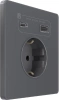 Розетка С/У с ЗК и зар.устр.USB А+С 20Вт (250В, 16А, защ.шт.), Вулканический пепел Systeme Electric Infinity (FSE000732)