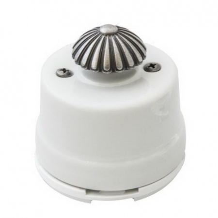 Светорегулятор 60-600W для наружного монтажа белый ручка серебро OPDMWT.SL Salvador