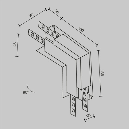 Коннектор угловой для встраиваемого шинопровода 12,5 мм Maytoni Exility TRA034CL-42.12W