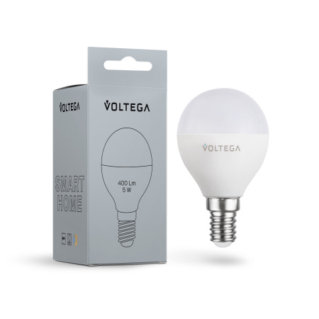 Светодиодная диммируемая лампа Wi-Fi Voltega E14 5W 2700K-6500K MIX DIM VG 2428 шар матовый
