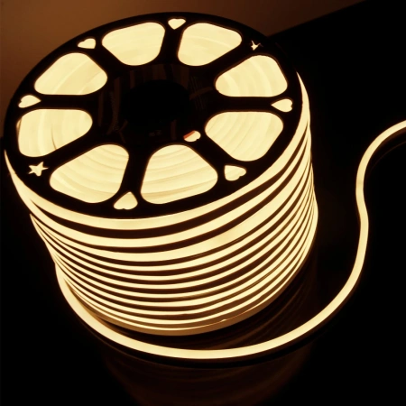Светодиодный гибкий неон 220 В 9.6 Вт/м 120 Led/м 2835 IP67, односторонний теплый белый 3300 K, 50 м Elektrostandard Гибкий неон 220V 9,6W 120Led 2835 IP67 односторонний теплый белый, 50 м