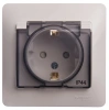 Розетка Systeme Electric Glossa с заземлением со шторками с прозрачной крышкой, 16А, IP44, в сборе, БЕЛЫЙ GSL000148