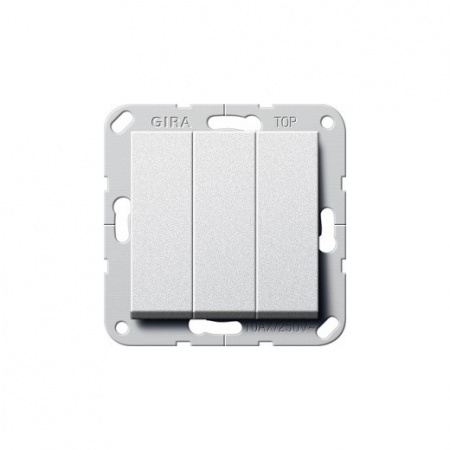 Выключатель 3-х клавишный, GIRA пластик под алюминий 283026