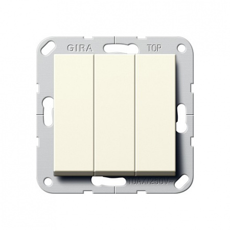 Выключатель 3-х клавишный, GIRA пластик кремовый глянцевый 0283001