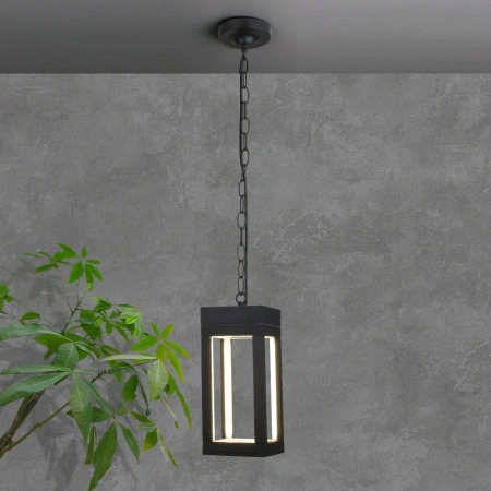 Уличный подвесной светодиодный светильник Frame LED IP54 Elektrostandard 1528 TECHNO LED черный