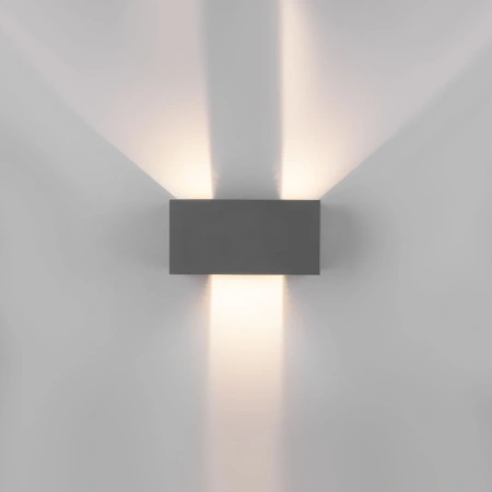 Уличный настенный светодиодный светильник с лучами WINNER DOUBLE LED IP54 Elektrostandard 35137/W серый
