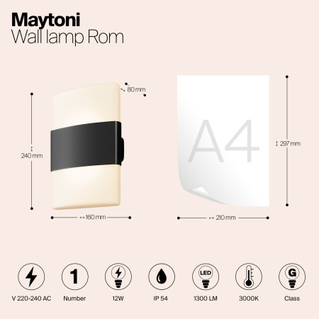 Уличный настенный светодиодный светильник Maytoni Rom O442WL-L12GF3K