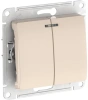 Выключатель 2-клавишный Systeme Electric Glossa с подсветкой, сх.5а, 10АХ, мех., быстрозажим. клем., БЕЖЕВЫЙ GSL000253S