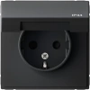 Розетка с заземлением со шторкой и крышкой, 16А, IP44 Systeme Electric ArtGallery, карбон GAL441046