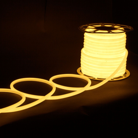 Светодиодный гибкий неон 220 В 9.6 Вт/м 144 Led 2835 IP67, круглый теплый белый 3300 K, 50 м Elektrostandard Гибкий неон 220V 9,6W 144Led 2835 IP67 круглый теплый белый, 50 м
