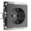 Розетка с заземлением графит рифленый Werkel Встраиваемые механизмы графит рифленый W1171004