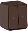 Выключатель для жалюзи 2-клавишный Systeme Electric AtlasDesign PROFI IP54 О/У, сх.4, 10А, КОРИЧНЕВЫЙ ATN546019