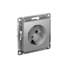 Розетка с заземлением со шторками Systeme Electric AtlasDesign 16А, алюминий ATN000345