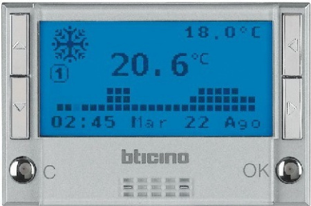 Терморегулятор программируемый для теплых полов с выносным датчиком, 24 часа,7 суток, 7 программ. Legrand Bticino HC4451 | 3457 | H4703