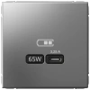 Высокоскоростная розетка USB тип-С Systeme Electric ArtGallery сталь GAL000927