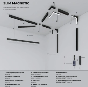 Slim Magnetic Трековый светильник 26W 4000K Most чёрный Elektrostandard 85523/01