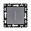 Выключатель кнопочный 1-клавишный 10А/250В с LED подсветкой, серый Kollinger Asthetik AS-012GY