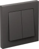 Выключатель 2-клавишный Systeme Electric Atlas Design 10АХ, БАЗАЛЬТ ATN001452
