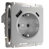 Розетка с заземлением, шторками и USB тип A+C серебряный рифленый Werkel  W1171709