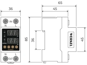Реле напряжения 1P+N 63А W932P63R Werkel