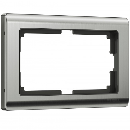 Рамка из металла для двойной розетки Metallic глянцевый никель Werkel Metallic W0081602
