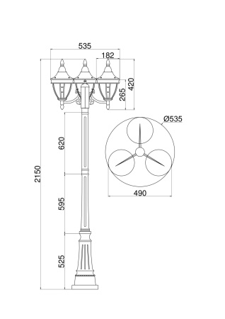 Парковый светильник Maytoni Rivoli O026FL-03B