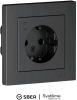 Умная розетка со шторками с заземлением Zigbee 10А, L+N, Systeme Electric AtlasDesign Smart карбон ATN001045Z