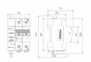Умный автоматический выключатель 2 P 63 A C 6 kA Werkel W1002P6301